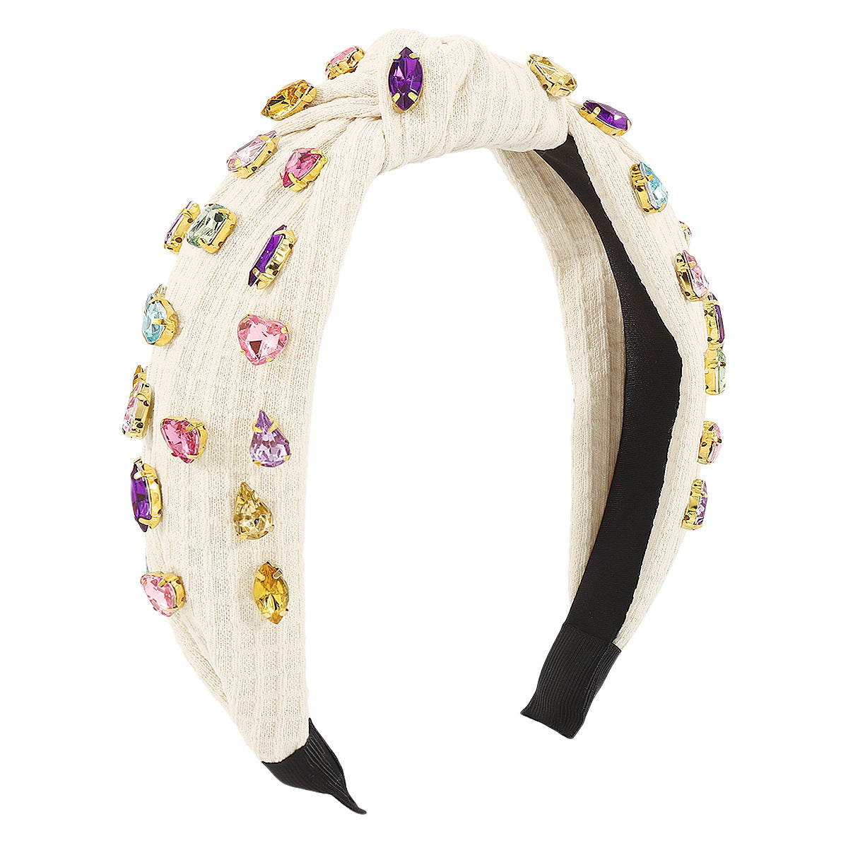 Wholesale Hair Art Full Diamond Creative Knotted Colorful Diamond Headband